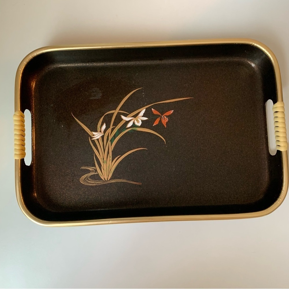 Vintage Asahi Lacquerware Tray Hand Decorated Japan
